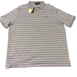 Polo Ralph Lauren Soft Cotton‎ Polo Shirt Mens 2XL Sky Lavender White Classic